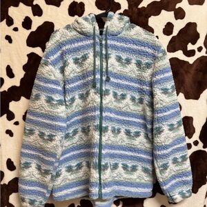 PacSun Sherpa Jacket - Blue and White